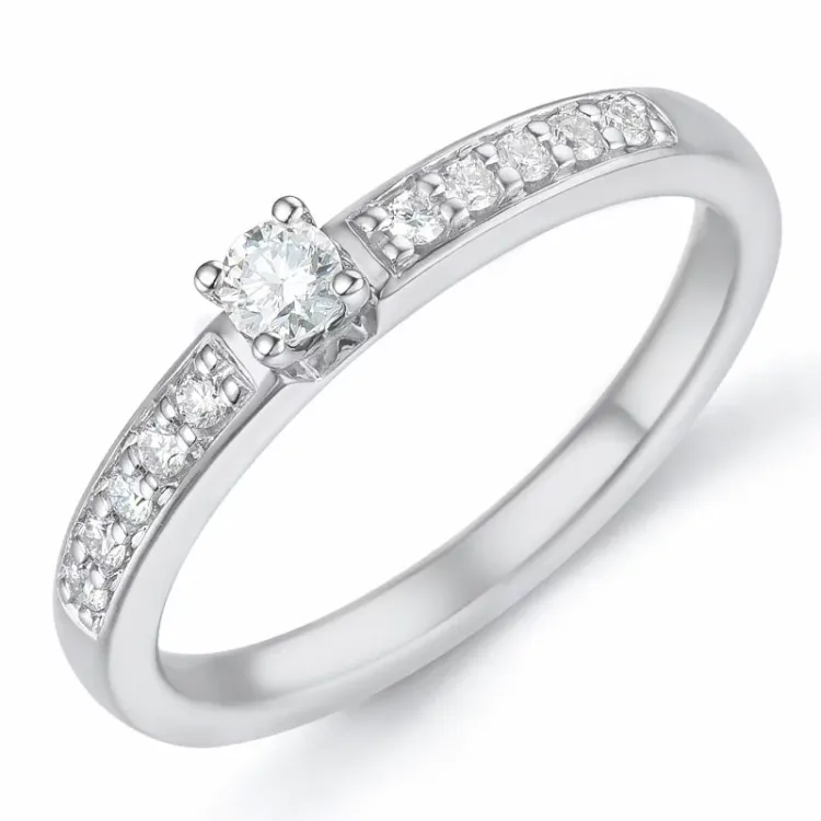 diamant ring i 14 karat hvidguld 0,20 ct