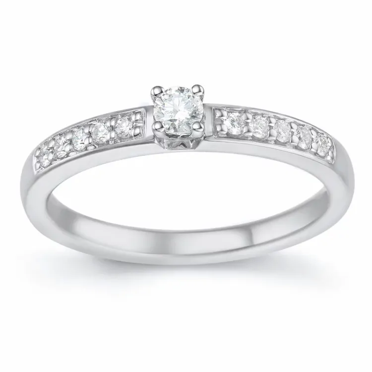 diamant ring i 14 karat hvidguld 0,20 ct