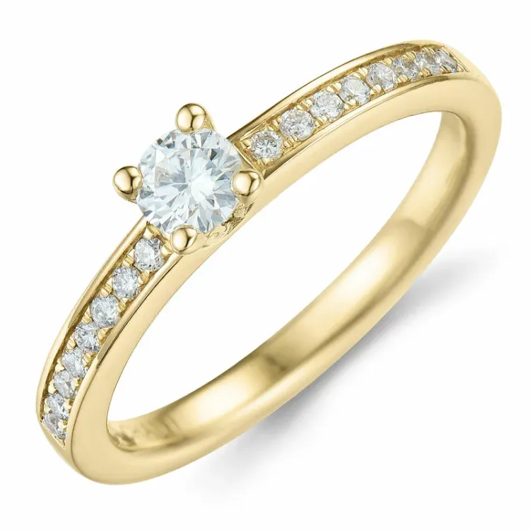 diamant ring i 14 karat guld 0,20 ct 0,136 ct