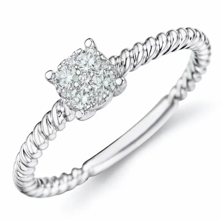 diamant ring i 14 karat hvidguld 0,17 ct