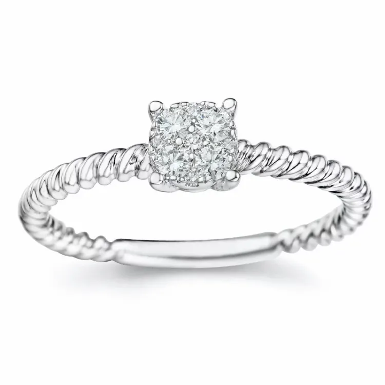 diamant ring i 14 karat hvidguld 0,17 ct