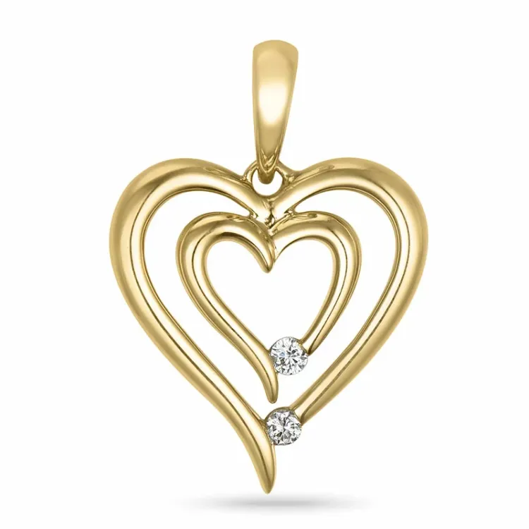 hjerte diamant vedhæng i 14 karat guld 0,044 ct