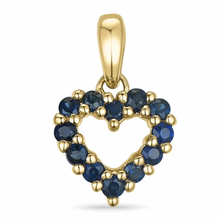 hjerte safir vedhæng i 14 karat guld 0,264 ct
