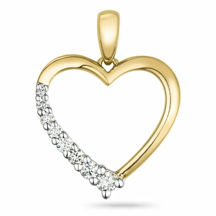 hjerte diamant vedhæng i 14 karat guld.- og hvidguld 0,162 ct