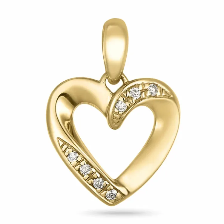 hjerte diamant vedhæng i 14 karat guld 0,03 ct