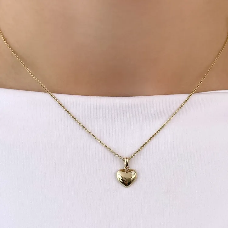 hjerte diamant vedhæng i 14 karat guld 0,015 ct