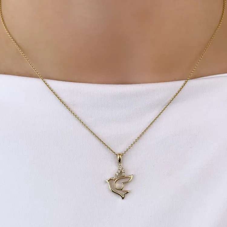 fugle diamant vedhæng i 14 karat guld  0,06 ct