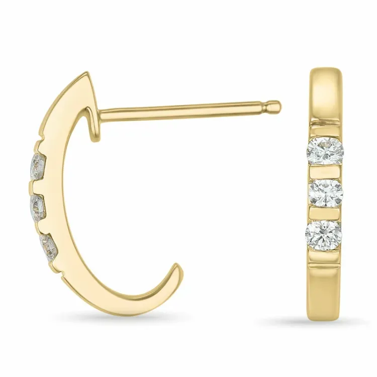 diamant halvcreoler i 14 karat guld med diamant 