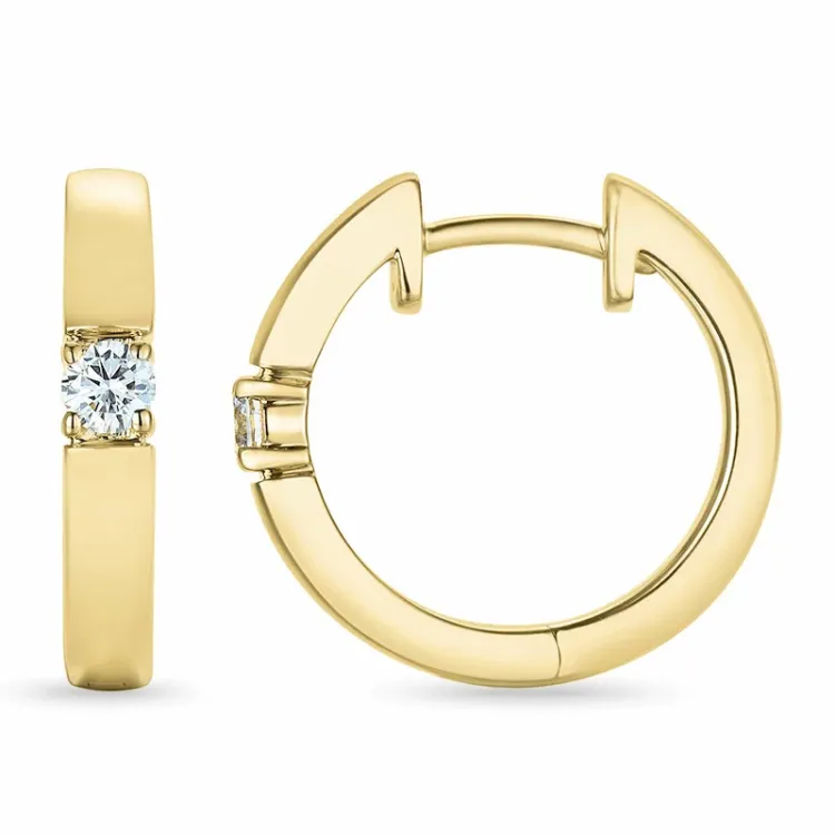 17 mm diamant creoler i 14 karat guld med diamant