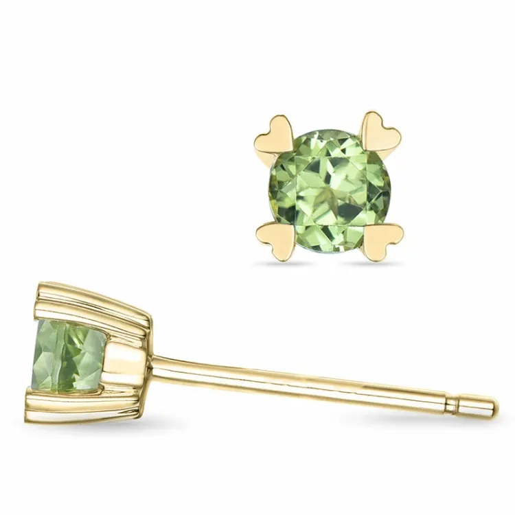 2 x 0,23 ct peridot solitaireørestikker i 14 karat guld med peridot