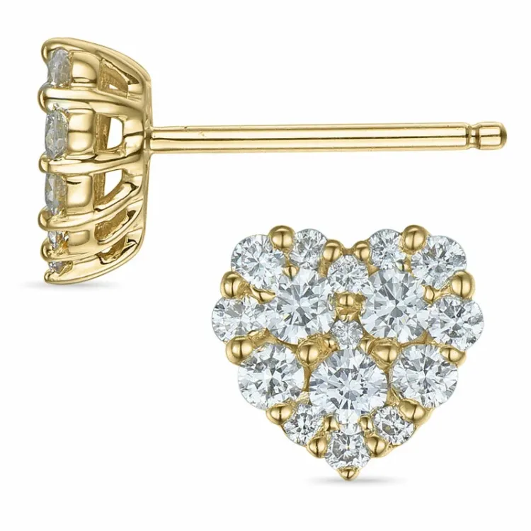 hjerte diamant øreringe i 14 karat guld med diamant