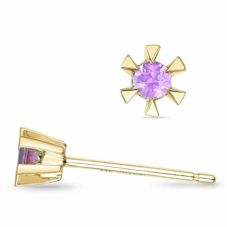 2 x 0,07 ct pink safir solitaireørestikker i 14 karat guld med pink safir