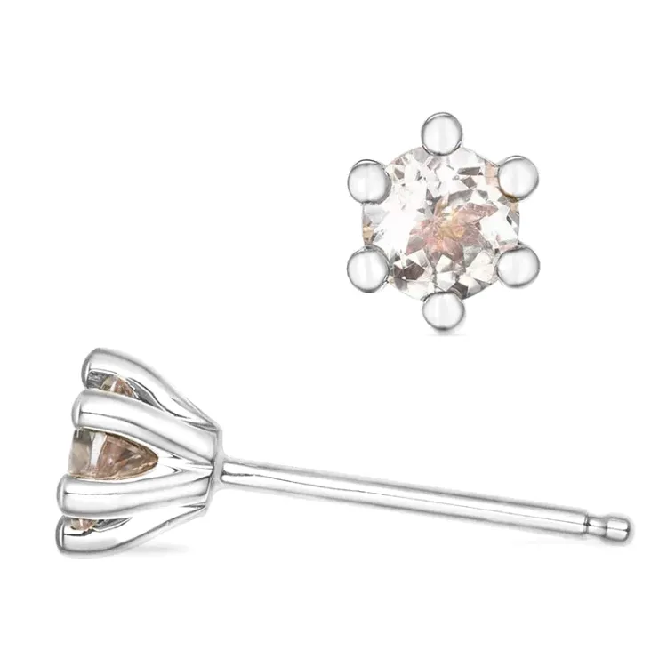2 x 0,22 ct morganit solitaireørestikker i 14 karat hvidguld med morganit