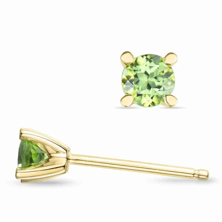 2 x 0,23 ct peridot solitaireørestikker i 14 karat guld med peridot