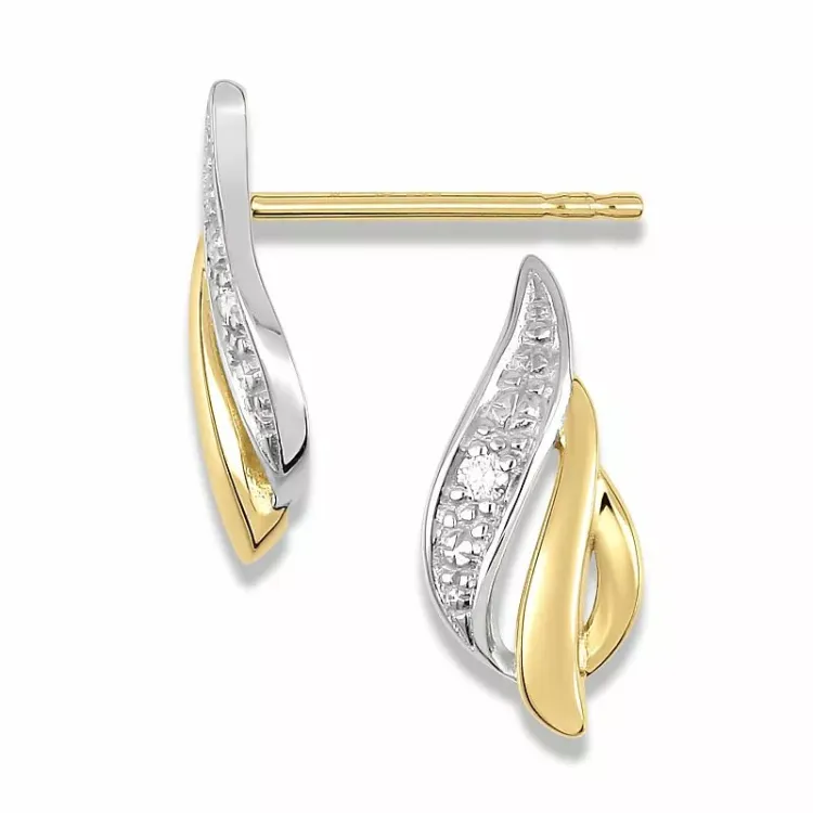 diamant øreringe i 14 karat guld med rhodium med diamant