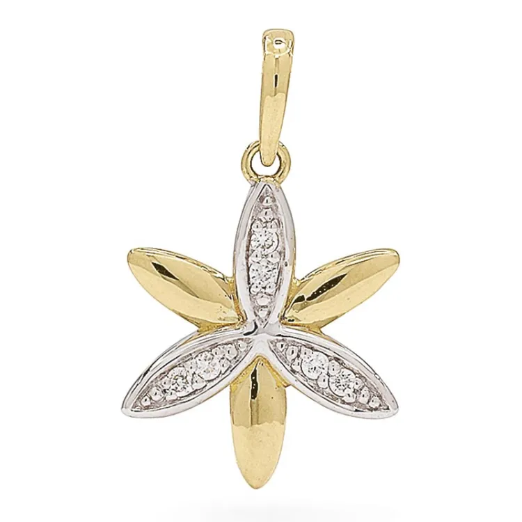 blomster diamantvedhæng i 14 karat guld med rhodium 0,072 ct