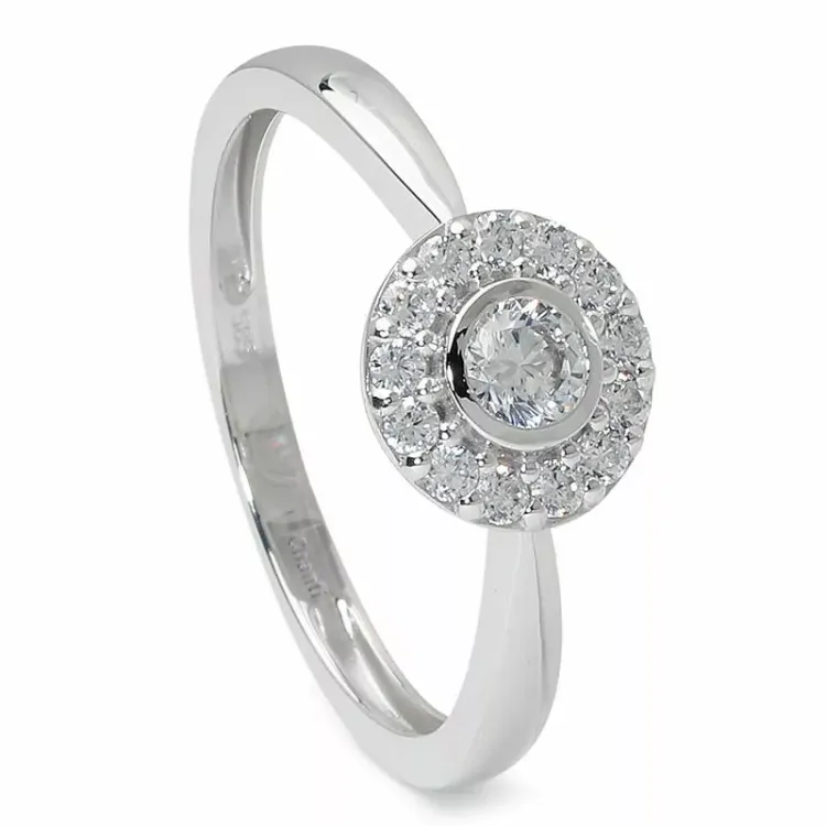 rund ring i 14 karat hvidguld