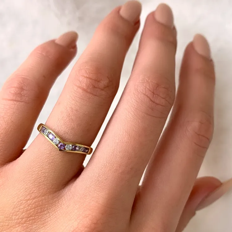 ægte ametyst ring i 14 karat guld