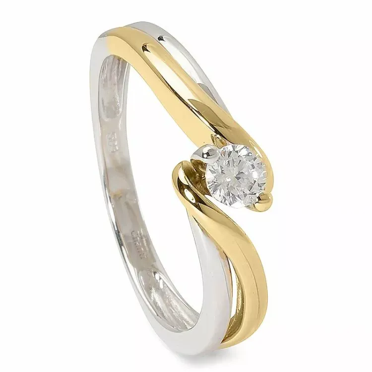 zirkon ring i 14 karat guld med rhodium
