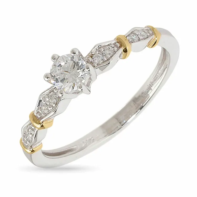 hvid zirkon ring i 14 karat guld og hvidguld