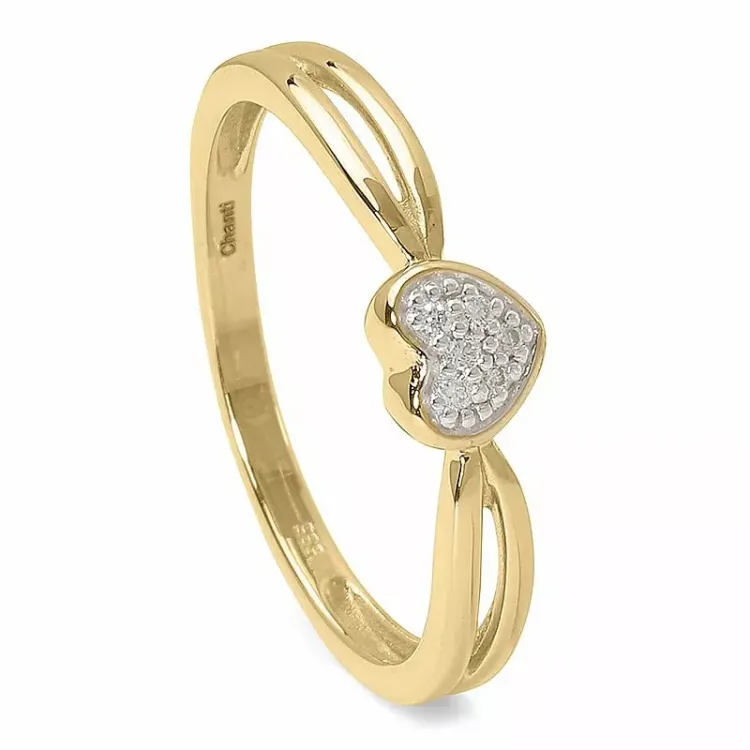 diamant hjertering i 14 karat guld med rhodium 0,028 ct
