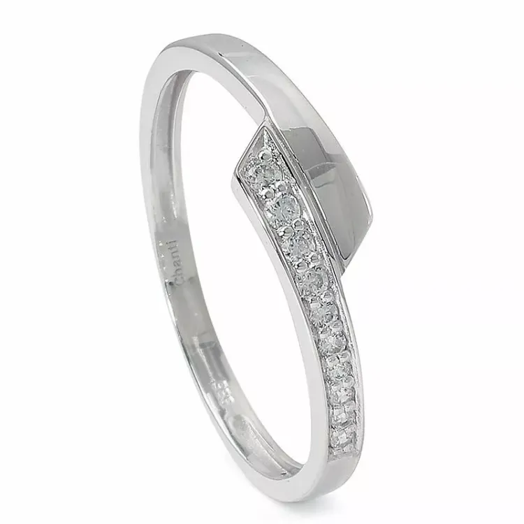 hvid zirkon ring i 14 karat hvidguld