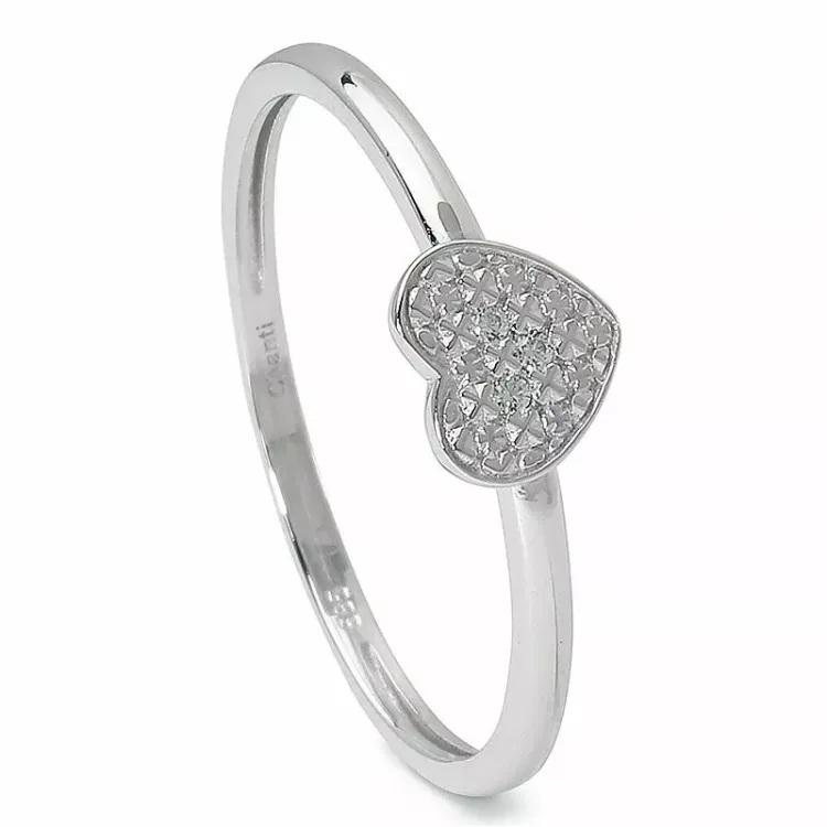 hjerte ring i 14 karat hvidguld