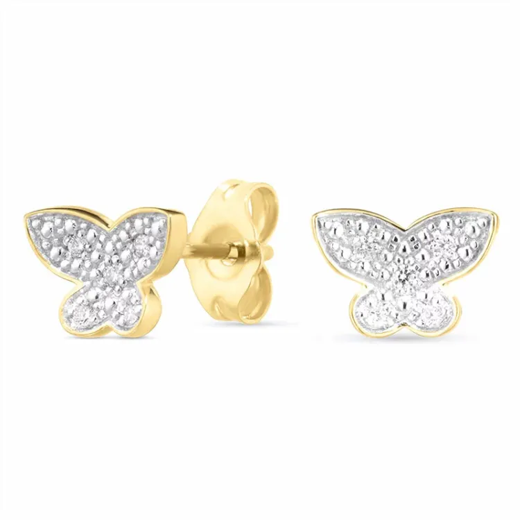 sommerfugle brillantøreringe i 14 karat guld med rhodium med diamant 