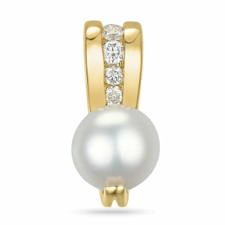 perle diamantvedhæng i 14 karat guld 0,098 ct
