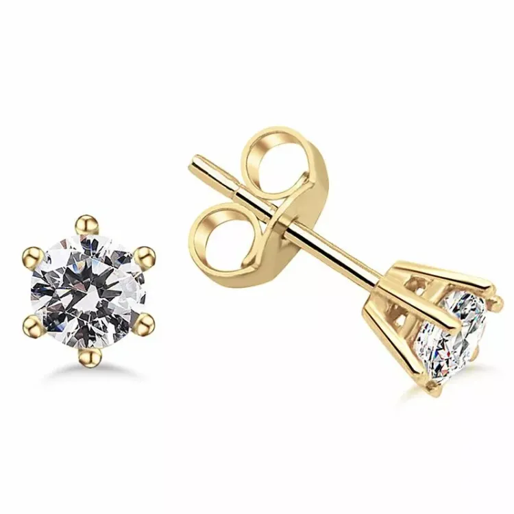 5 mm runde ørestikker i 9 karat guld med zirkon - Gold Collection
