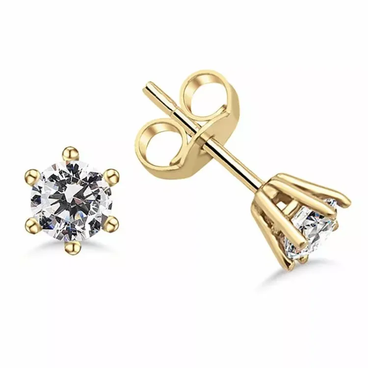 Små ørestikker i 9 karat guld med zirkoner