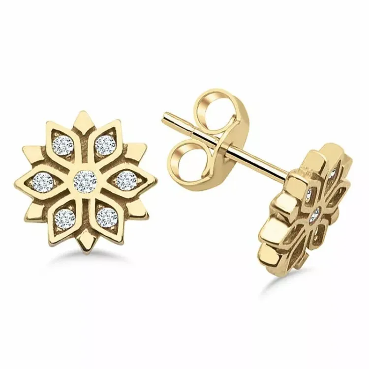 blomster ørestikker i 9 karat guld med