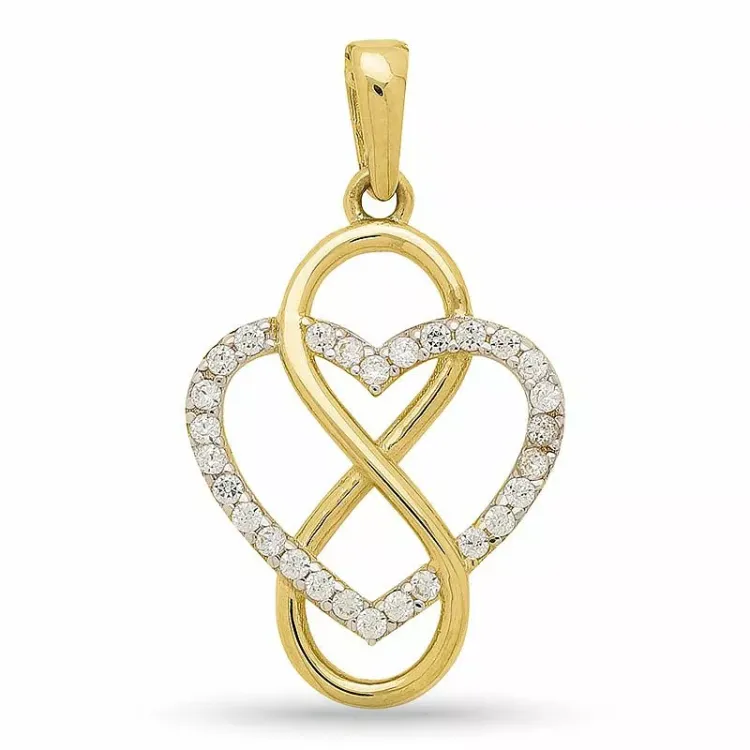 Infinity hjerte vedhæng i 9 karat guld