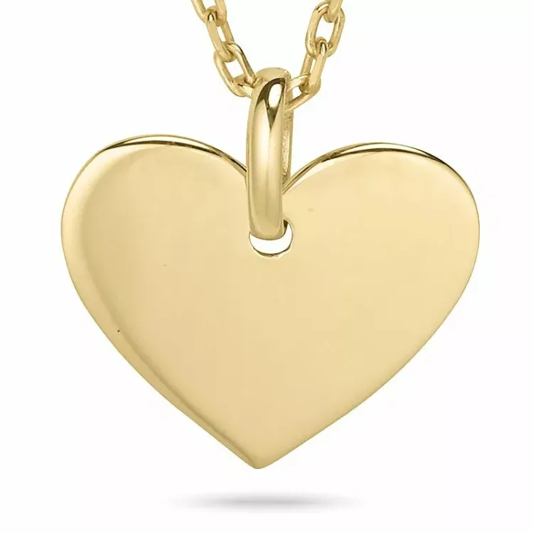 Hjerte halskæde i forgyldt sølv med vedhæng i 9 karat guld