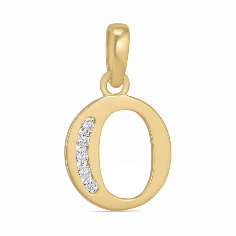 bogstav O zirkon vedhæng i 9 karat guld - My Letter