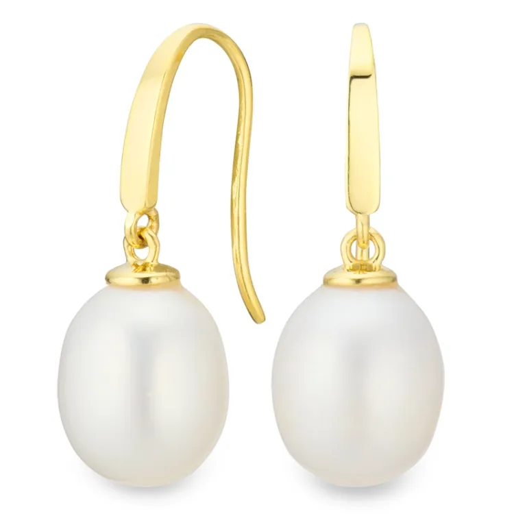 8-8,5 mm perle øreringe i 9 karat guld - Gold Collection