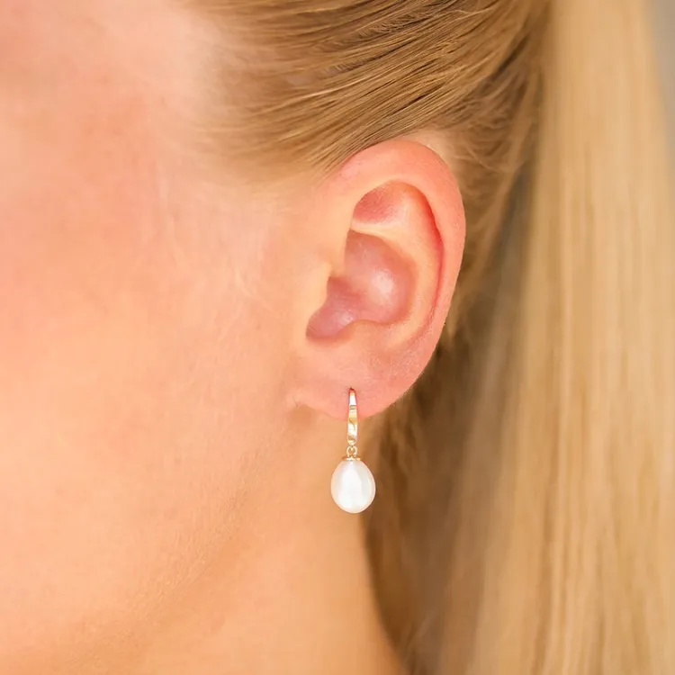 8-8,5 mm perle øreringe i 9 karat guld - Gold Collection