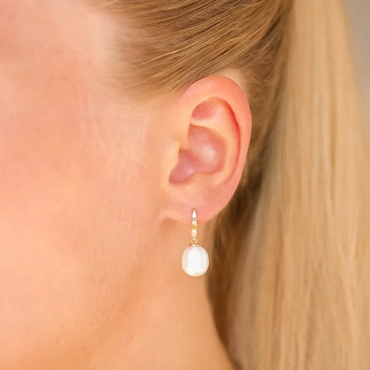 9-9,5 mm perle øreringe i 9 karat guld - Gold Collection