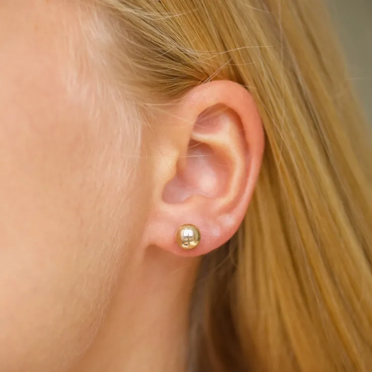 7 mm kugle øreringe i 9 karat guld - Gold Collection
