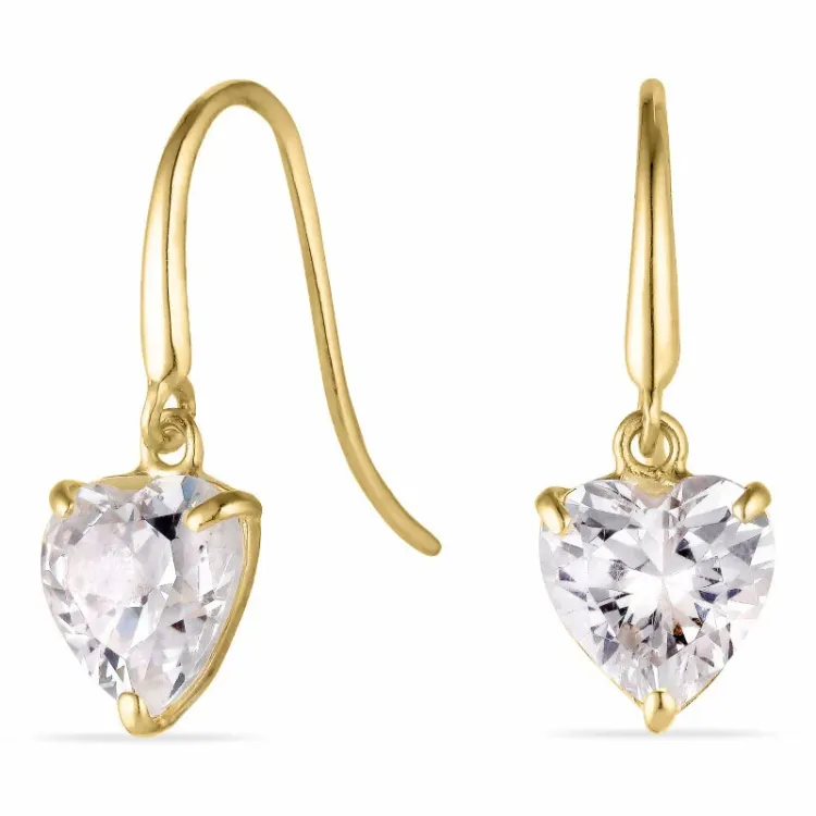 hjerte øreringe i 9 karat guld med zirkon - Gold Collection