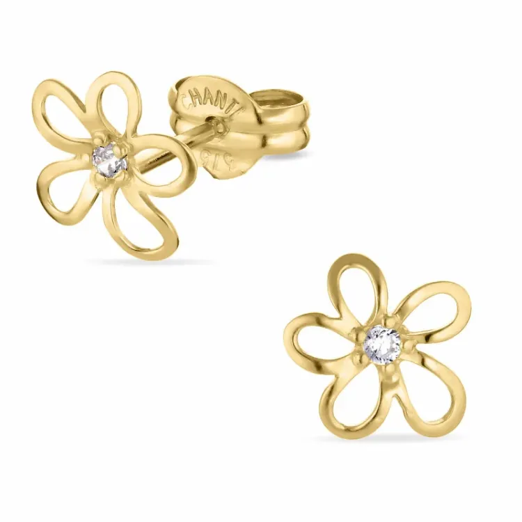 blomster øreringe i 8 karat guld med zirkon - Gold Collection