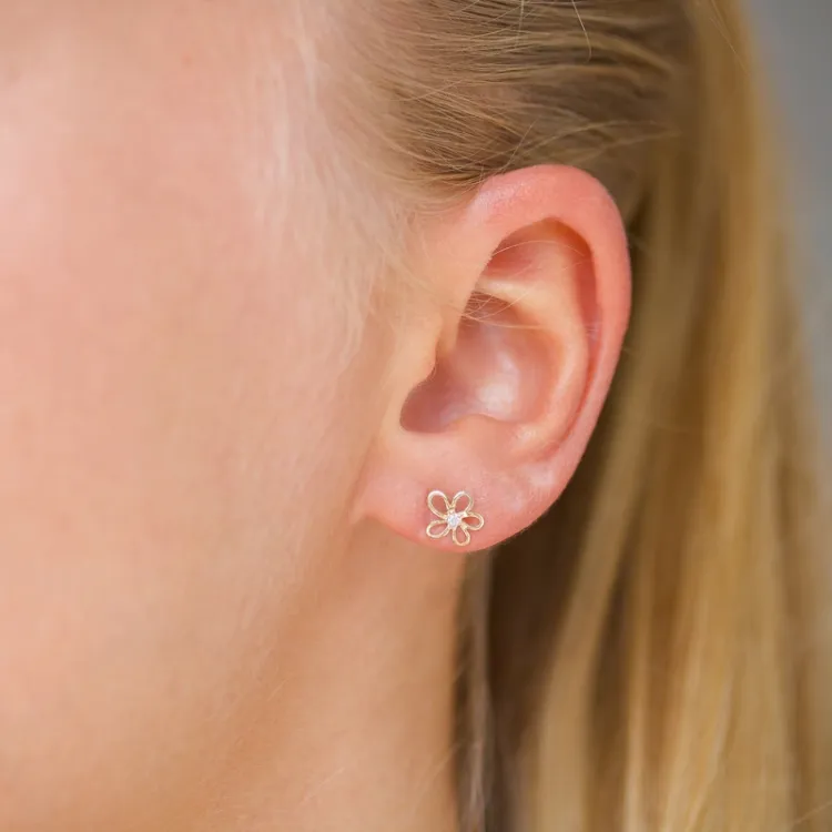 blomster øreringe i 8 karat guld med zirkon - Gold Collection