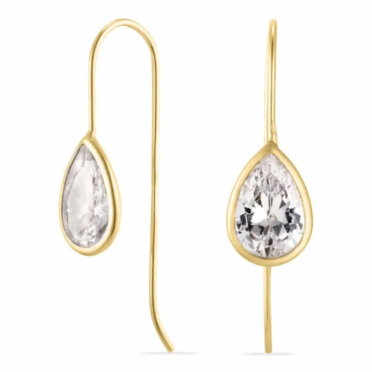 dråbe øreringe i 9 karat guld med zirkon - Gold Collection