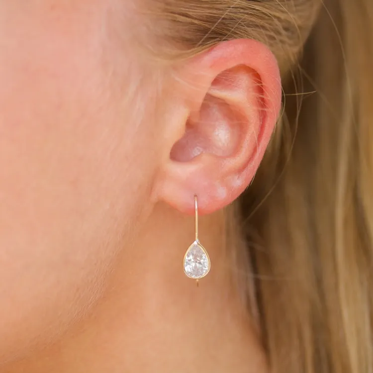 dråbe øreringe i 9 karat guld med zirkon - Gold Collection