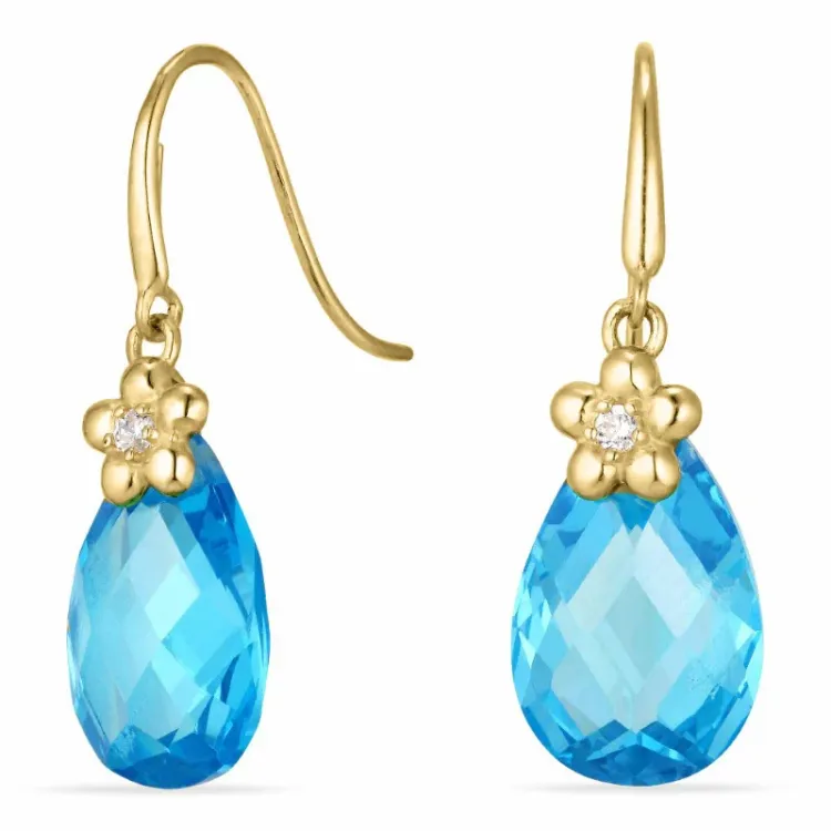 dråbe øreringe i 9 karat guld med zirkon og zirkon - Gold Collection