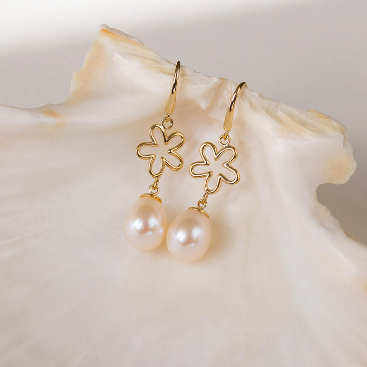 blomster øreringe i 9 karat guld med  - Gold Collection