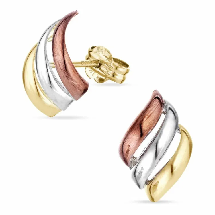 øreringe i 9 karat guld hvidguld og rødguld - Gold Collection