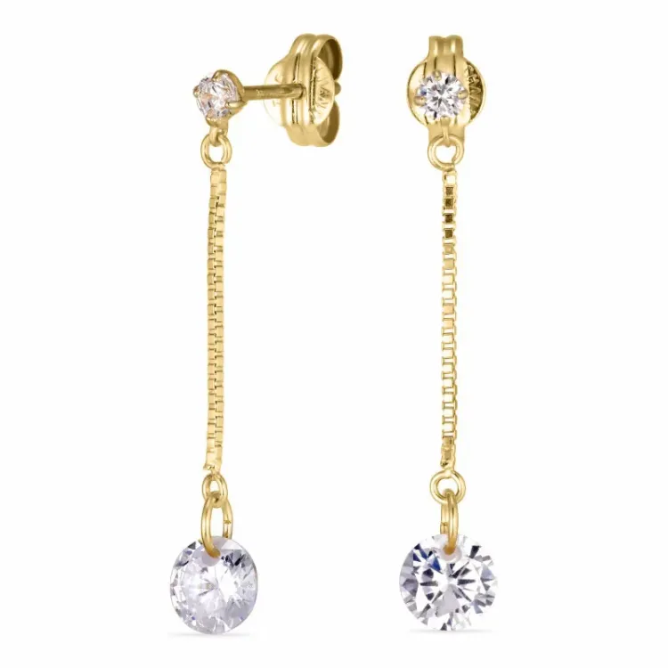 lange kæde øreringe i 8 karat guld med zirkon - Gold Collection