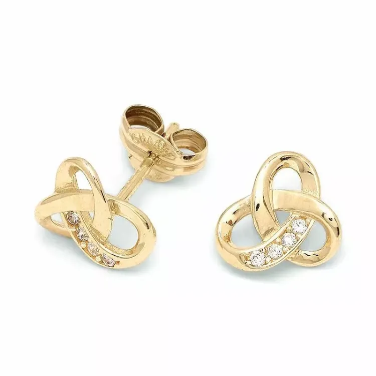 ægte guld ørestikker i 9 karat guld med zirkon - Gold Collection