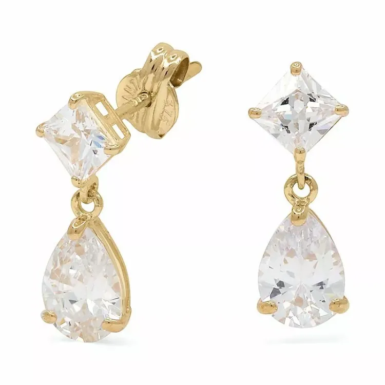 dråbe guldøreringe i 9 karat guld med zirkon - Gold Collection